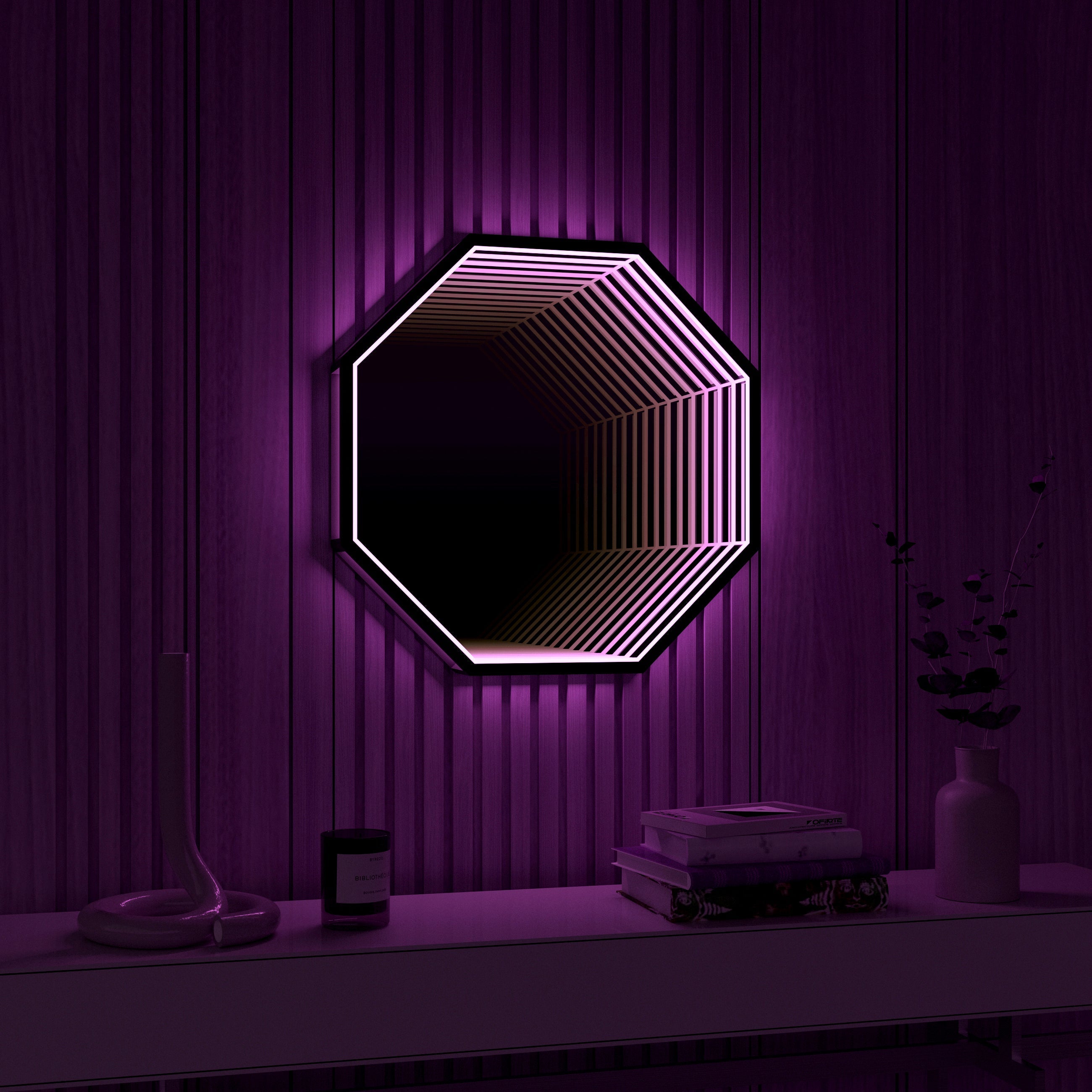 Octagon Infinity Mirror Wall Lamp | Wall Lamp | Led | glass/iron | 40W | Elegant Wall Illumination