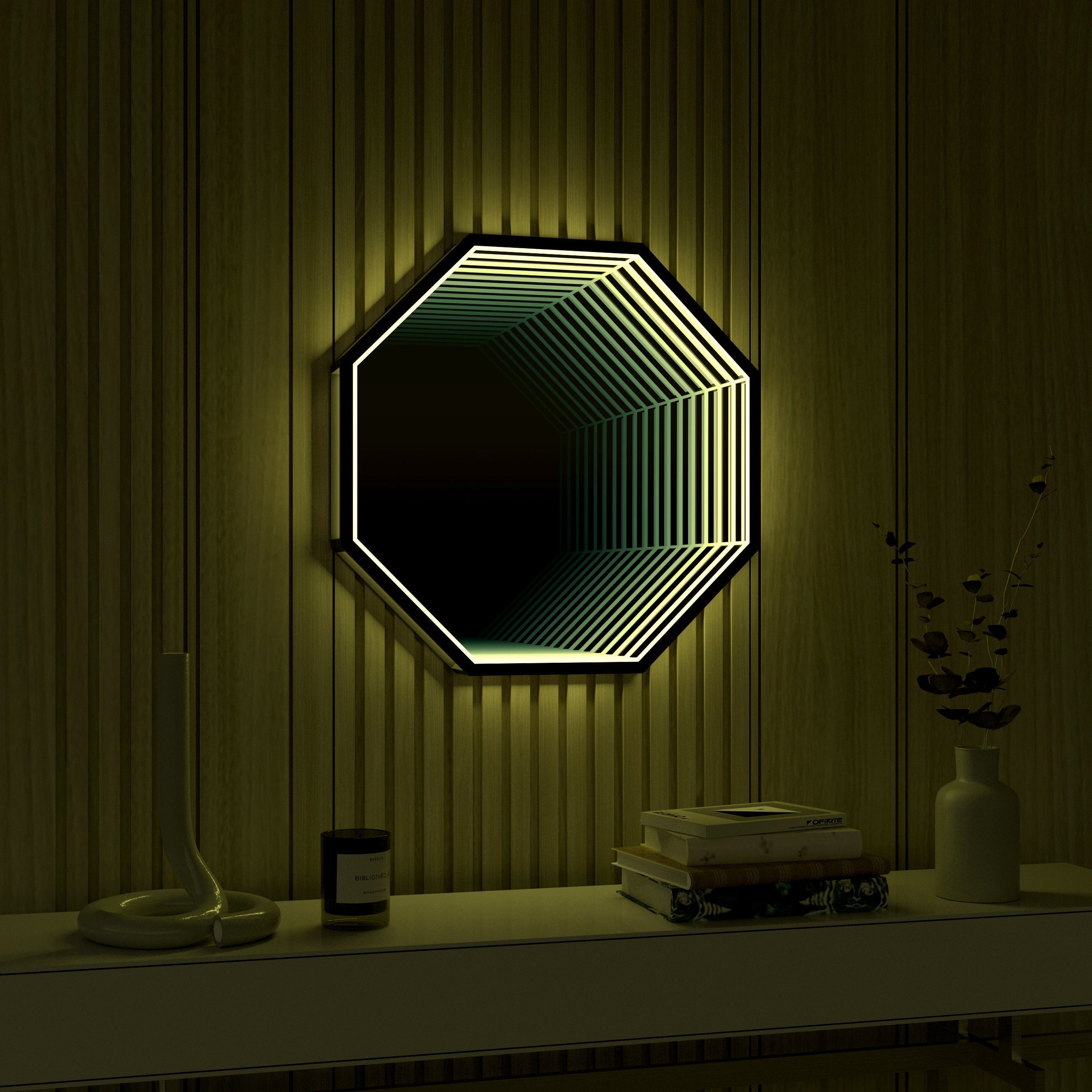 Octagon Infinity Mirror Wall Lamp | Wall Lamp | Led | glass/iron | 40W | Elegant Wall Illumination