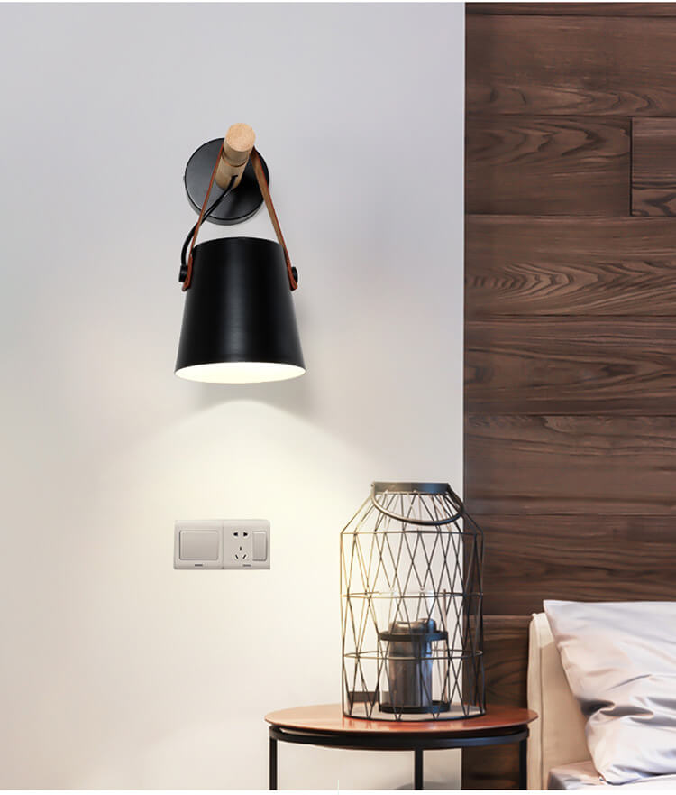 WoodGlow Wall lamp iron | Wall Lamp | iron/metal/wood | Elegant Wall Illumination