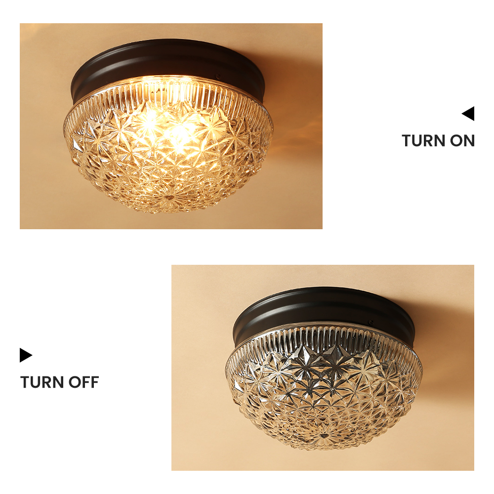 Clear Ribbed Glass Ceiling Lamp | Lighting | glass | 110V-120V | Premium Lighting Solution