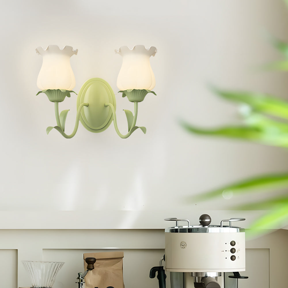 Light Floral Glass Three-Step Dimmable | Wall Lamp | glass/iron | 6W | 110V - 240V | Elegant Wall Illumination