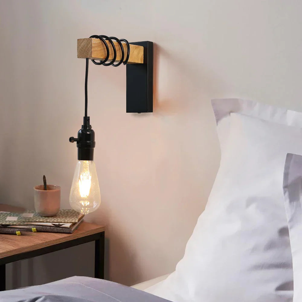 Metal Wooden Metal Wall Lamp | Wall Lamp | iron/metal/wood | 110V - 220V | Elegant Wall Illumination