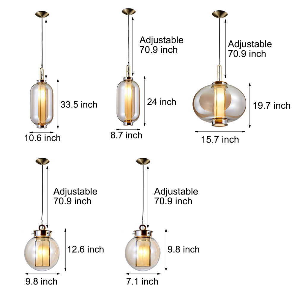 Amber Glass Hanging Lamp | Lighting | Warm White | glass | 110V | Premium Lighting Solution