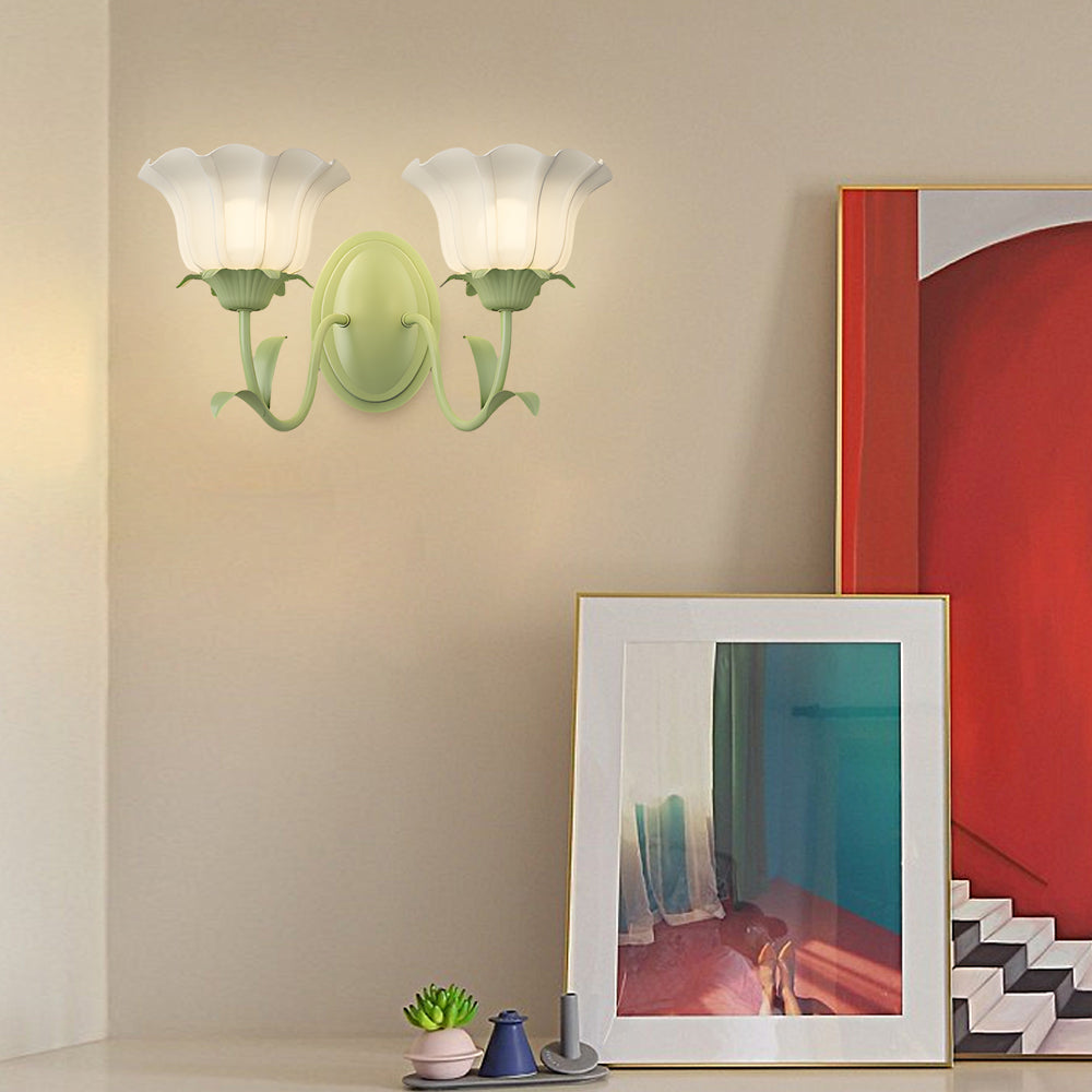 Light Floral Glass Three-Step Dimmable | Wall Lamp | glass/iron | 6W | 110V - 240V | Elegant Wall Illumination