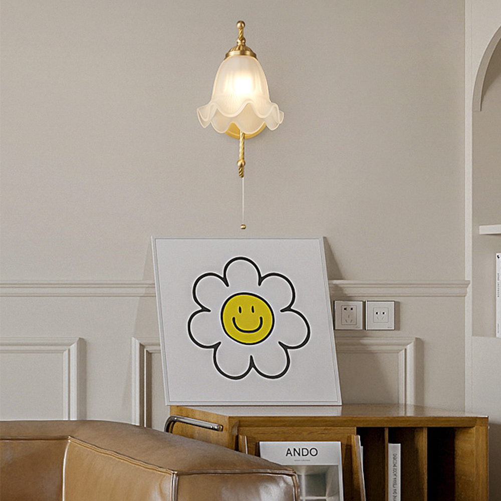 French Living Room Retro Glass | Wall Lamp | glass/iron | 110V - 120V | Elegant Wall Illumination