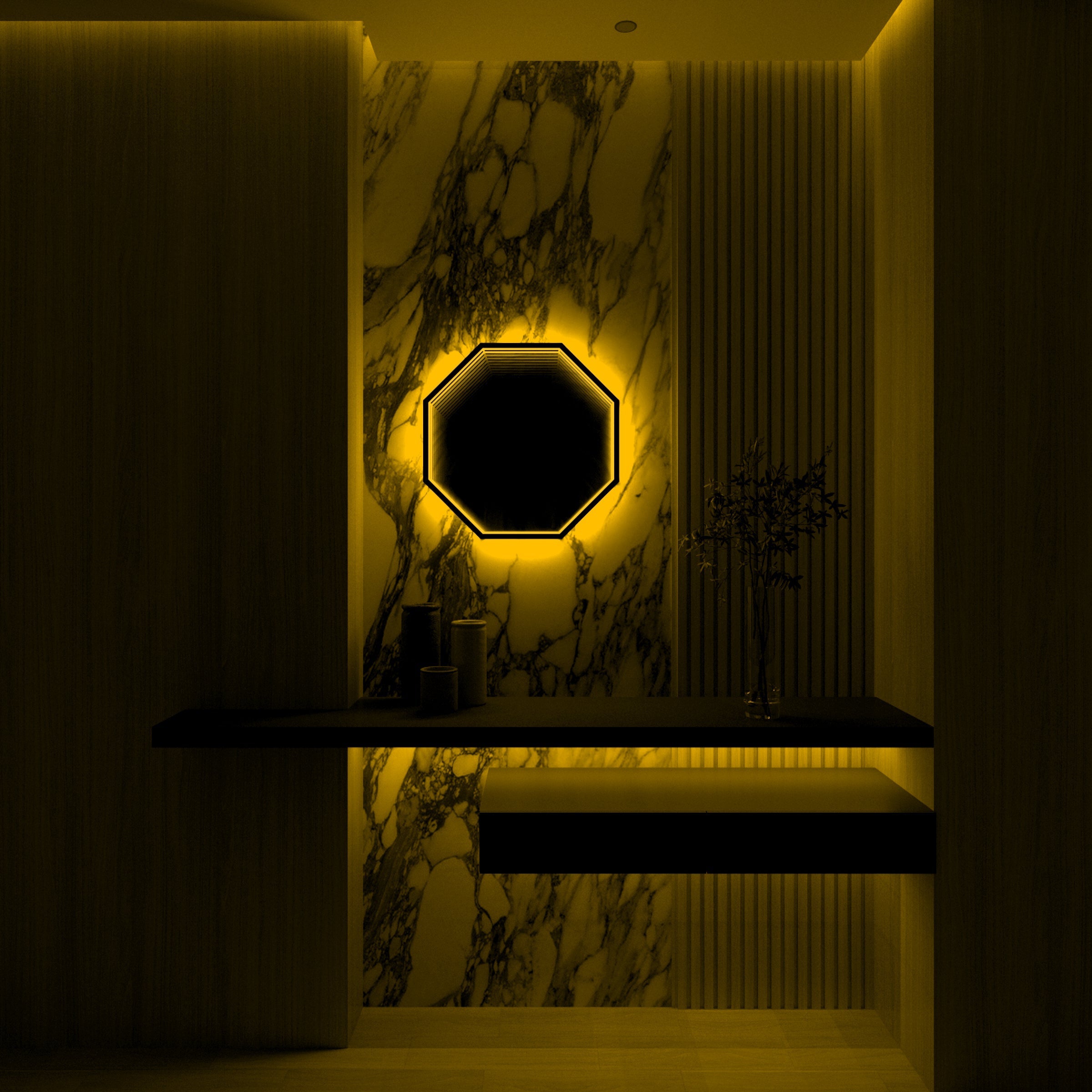 Octagon Infinity Mirror Wall Lamp | Wall Lamp | Led | glass/iron | 40W | Elegant Wall Illumination