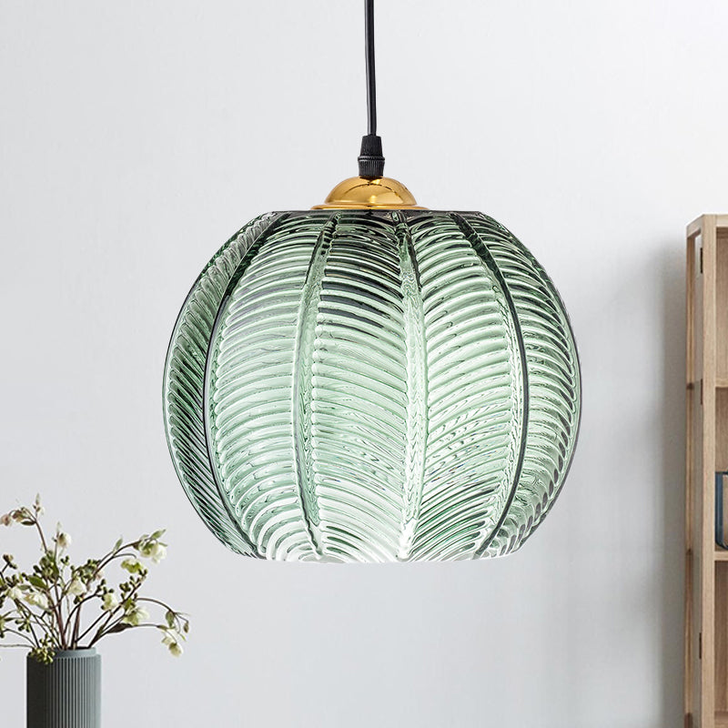 Retro Green Ribbed Glass Hanging | Lighting | LED | glass | 110V-120V | Premium Lighting Solution