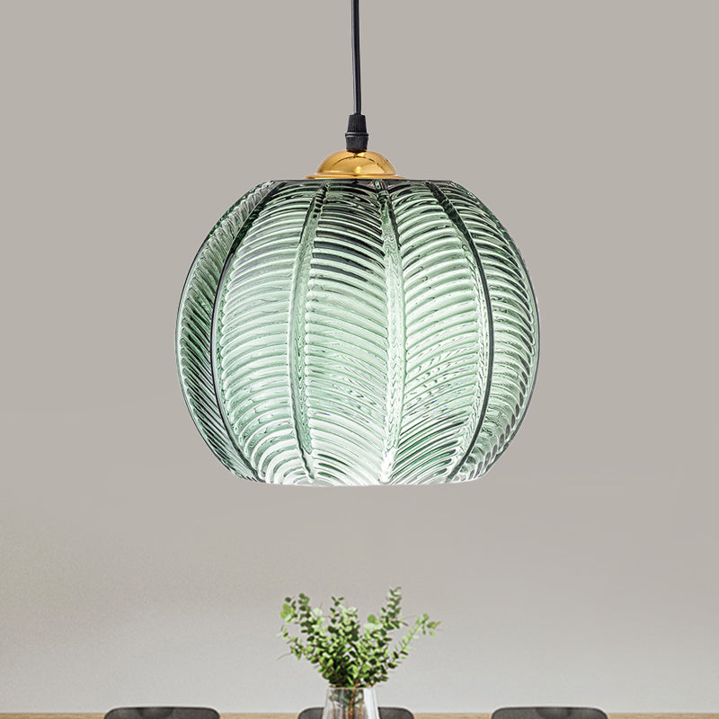 Retro Green Ribbed Glass Hanging | Lighting | LED | glass | 110V-120V | Premium Lighting Solution