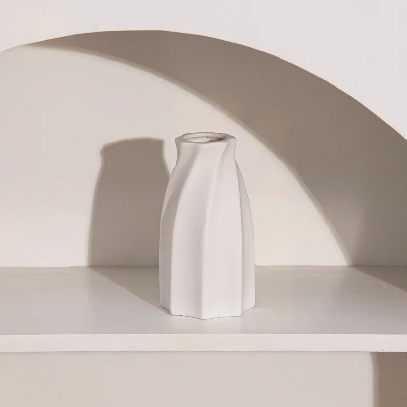 odern Angular White Ceramic Vase for | Vase | ceramic | Elegant Home Decor