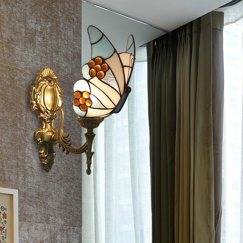 Blue Butterfly Wall Sconce Tiffany | Wall Lamp | glass | 110V - 120V - 20V - 220V - 240V | Elegant Wall Illumination
