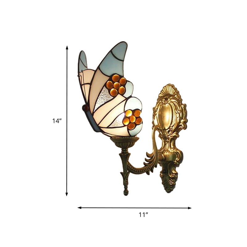 Blue Butterfly Wall Sconce Tiffany | Wall Lamp | glass | 110V - 120V - 20V - 220V - 240V | Elegant Wall Illumination