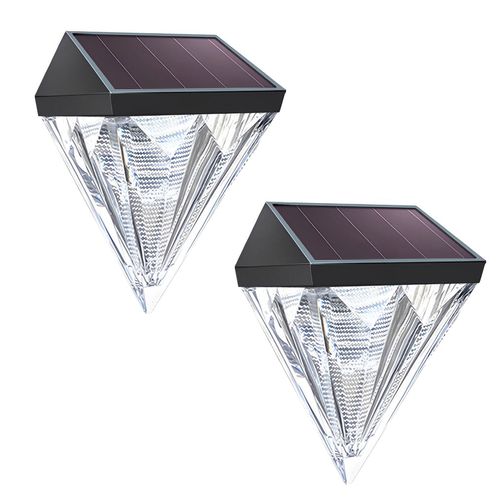 Pieces Geometric Waterproof Black Solar | Wall Lamp | Led | Warm White | Elegant Wall Illumination