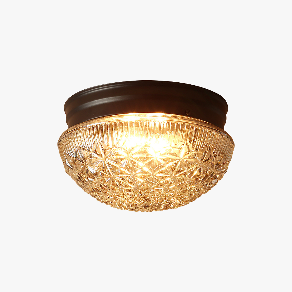Clear Ribbed Glass Ceiling Lamp | Lighting | glass | 110V-120V | Premium Lighting Solution