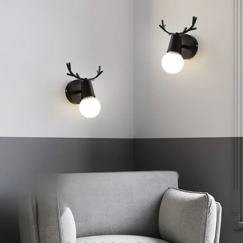 AntlerGlow Modern Adjustable Children's Room | Wall Lamp | metal/wood | 96V - 240V | Elegant Wall Illumination