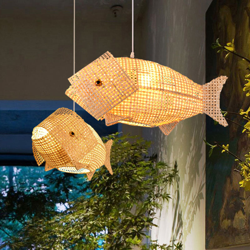 BambooFish Asian Style Hanging Lamp | Lighting | LED | rattan/wood | Premium Lighting Solution