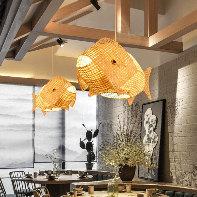 BambooFish Asian Style Hanging Lamp | Lighting | LED | rattan/wood | Premium Lighting Solution