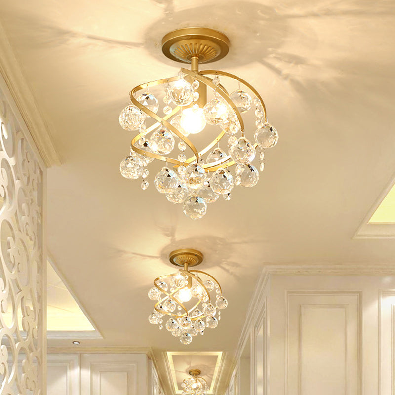 Crystal Ball Spiral Semi-Flush Ceiling | Lighting | LED | brass | Premium Lighting Solution
