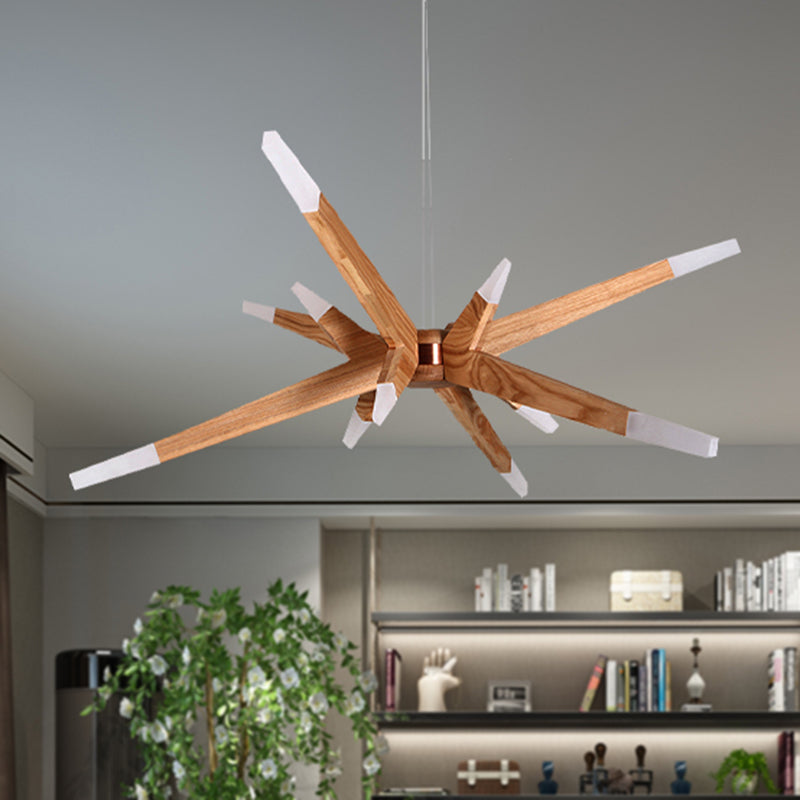 Starlite Contemporary Sputnik Wooden Chandelier | Ceiling Light | LED | wood | 39 watts | 110V-120V | Modern Ceiling Lighting