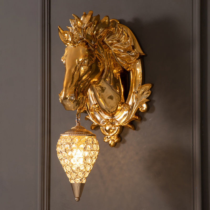 Brass Horse Sconce Vintage Wall | Wall Lamp | 110V - 120V - 20V - 220V - 240V | Elegant Wall Illumination