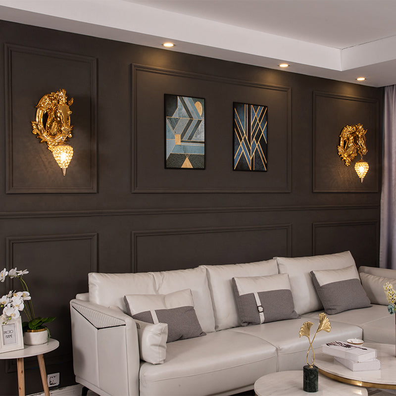 Brass Horse Sconce Vintage Wall | Wall Lamp | 110V - 120V - 20V - 220V - 240V | Elegant Wall Illumination