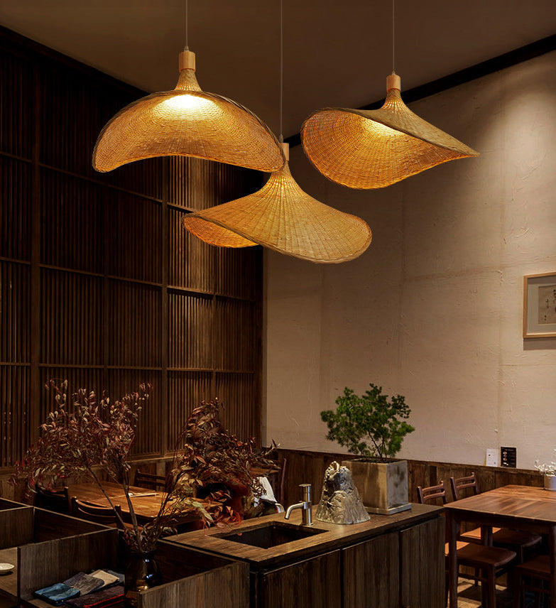 Beige Wicker Hanging Lamp Asian | Lighting | LED | 110V-120V | Premium Lighting Solution