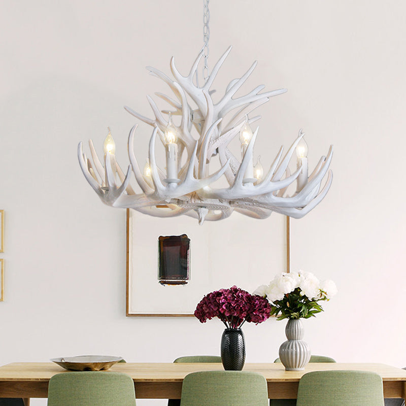 AntlerGlow White Antler Chandelier Rustic | Ceiling Light | LED | 110V-120V | Modern Ceiling Lighting