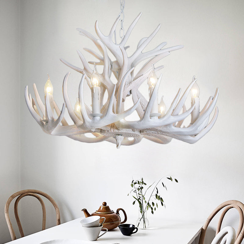 AntlerGlow White Antler Chandelier Rustic | Ceiling Light | LED | 110V-120V | Modern Ceiling Lighting