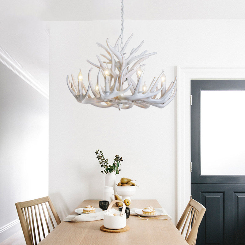 AntlerGlow White Antler Chandelier Rustic | Ceiling Light | LED | 110V-120V | Modern Ceiling Lighting