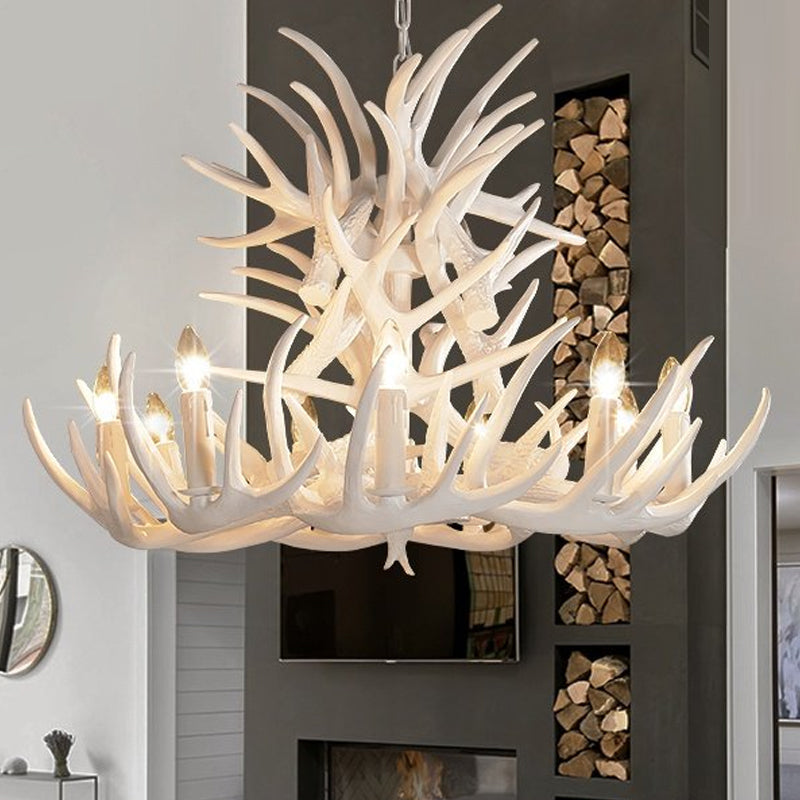 AntlerGlow White Antler Chandelier Rustic | Ceiling Light | LED | 110V-120V | Modern Ceiling Lighting