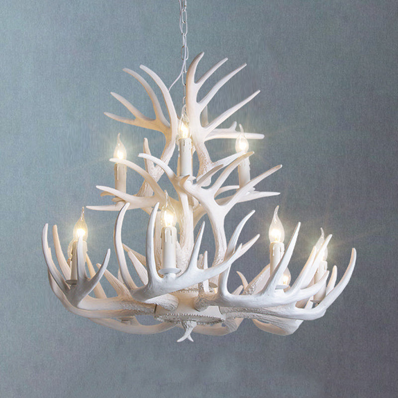 AntlerGlow White Antler Chandelier Rustic | Ceiling Light | LED | 110V-120V | Modern Ceiling Lighting