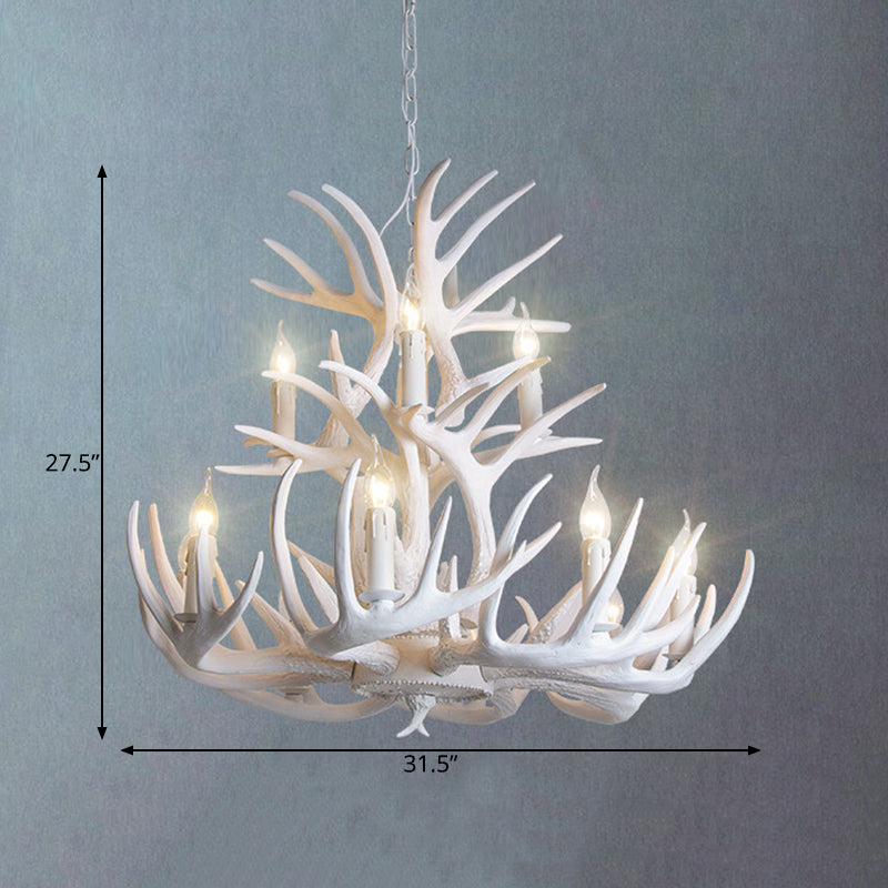 AntlerGlow White Antler Chandelier Rustic | Ceiling Light | LED | 110V-120V | Modern Ceiling Lighting