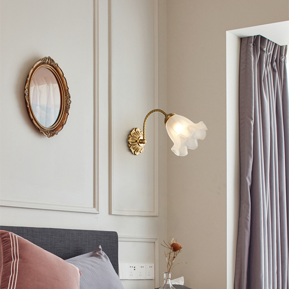 French Living Room Retro Glass | Wall Lamp | glass/iron | 110V - 120V | Elegant Wall Illumination