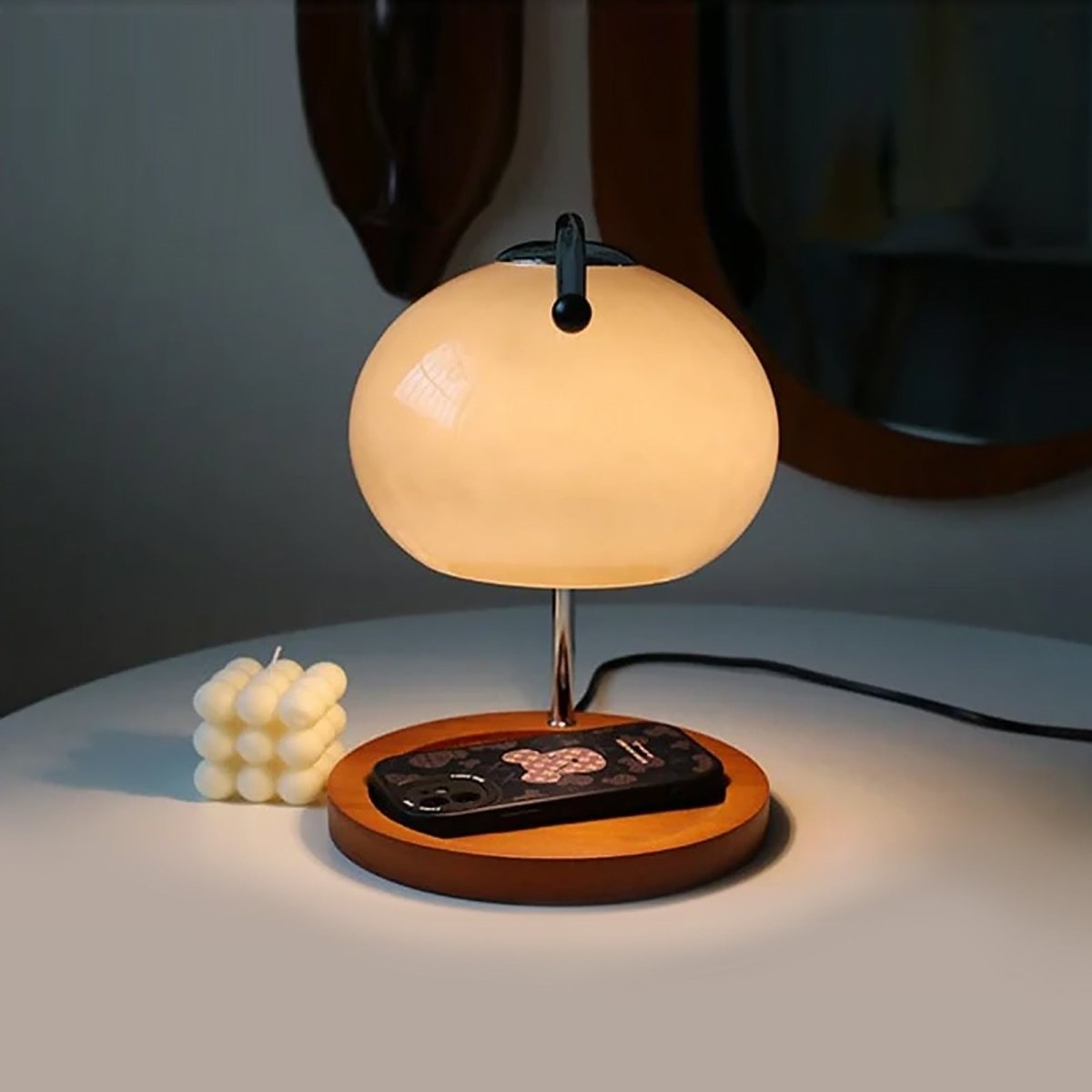 Luvoro Retro Glass Candle Warmer | Table Lamp | LED | Wood/Glass/metal | 10W | Sleek Table Accent