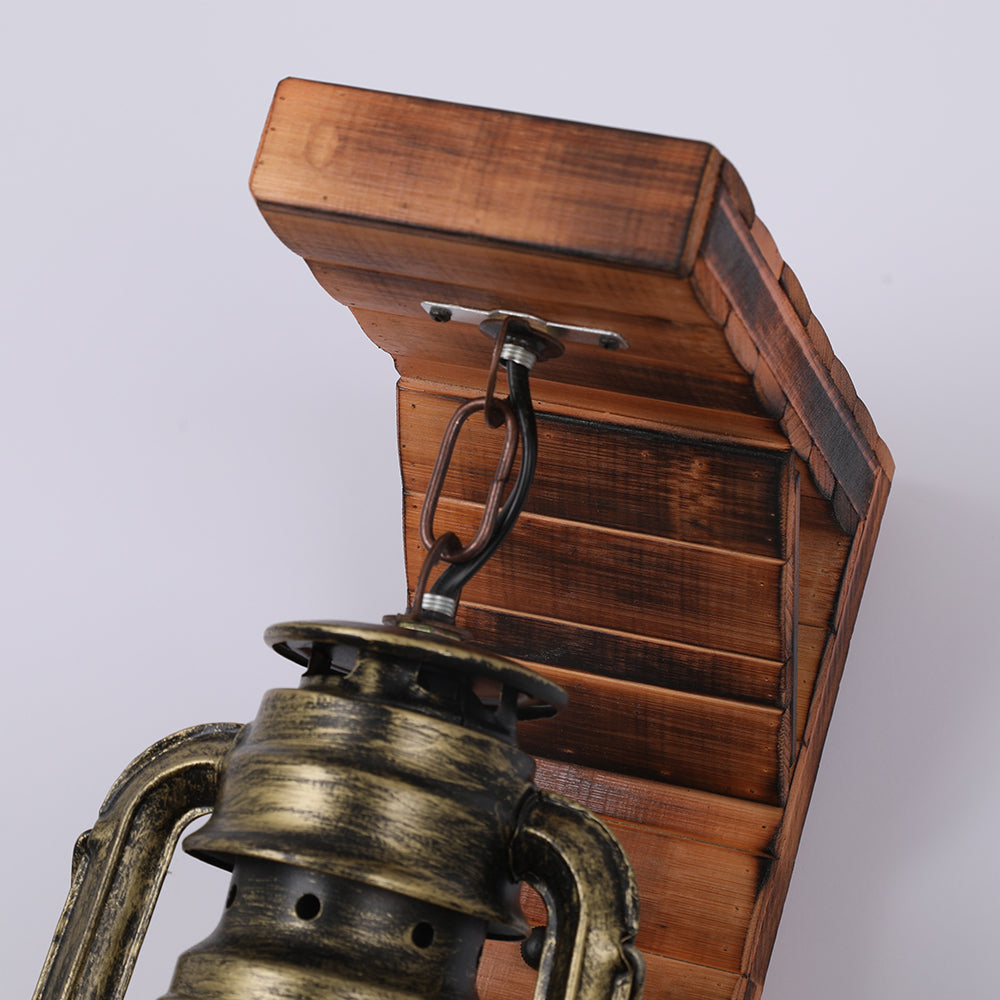 Austin Vintage Wall Lamp Laterne, | Wall Lamp | Led | metal/wood | 110V - 240V | Elegant Wall Illumination