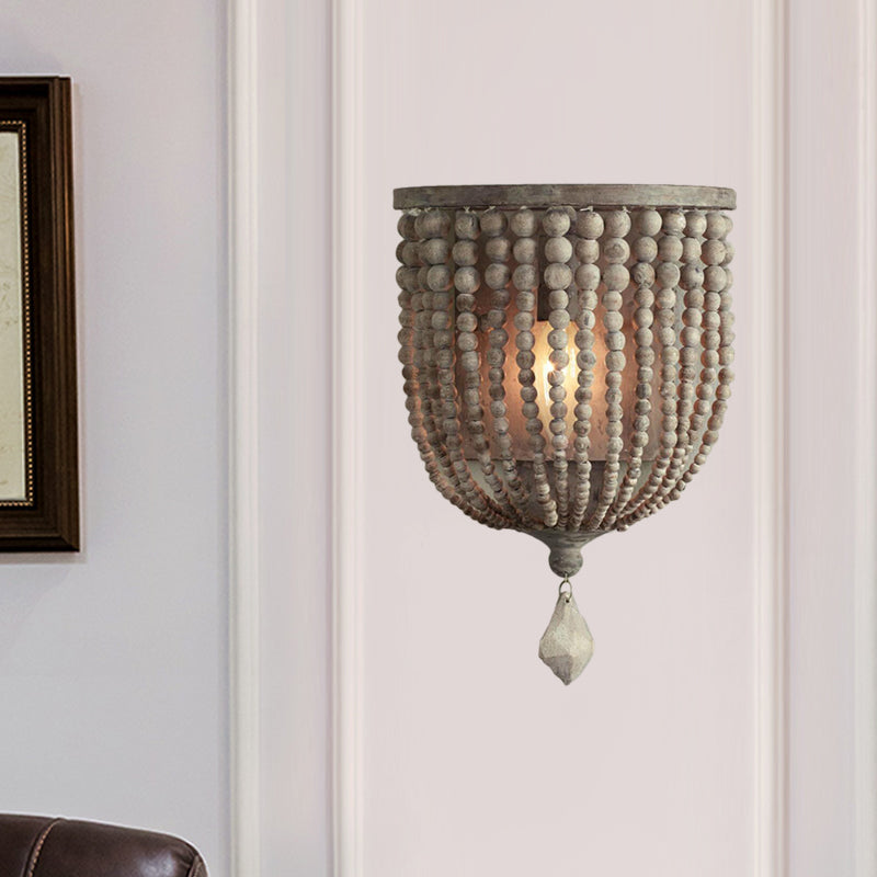 Rustic Beaded Lamp Wooden Wall | Wall Lamp | LED | Wood | Elegant Wall Illumination