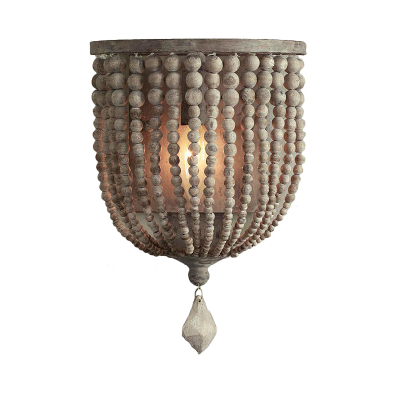 Rustic Beaded Lamp Wooden Wall | Wall Lamp | LED | Wood | Elegant Wall Illumination