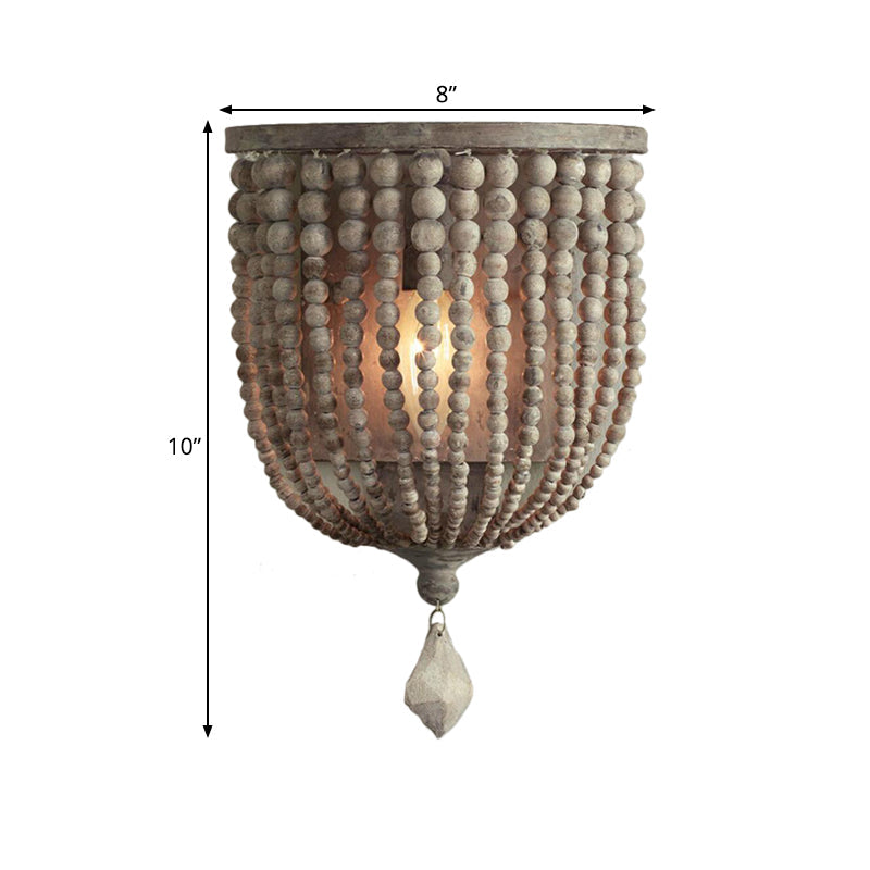 Rustic Beaded Lamp Wooden Wall | Wall Lamp | LED | Wood | Elegant Wall Illumination