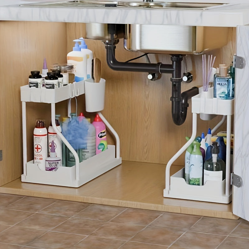 StorEdge | 2-tier Onder Gootsteen Organisator met Schuiflade - Multifunctioneel Opbergrek voor Keuken & Badkamer