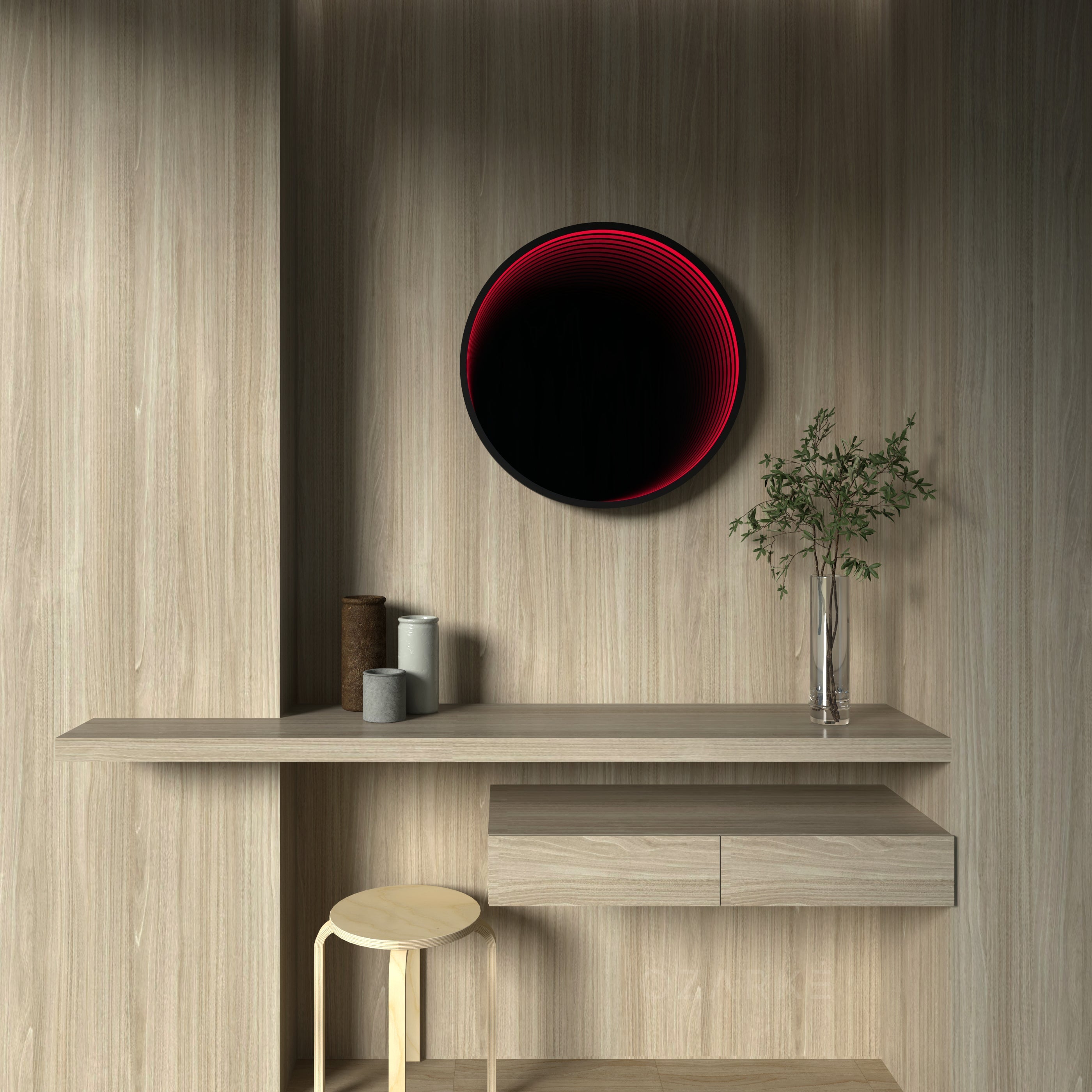 Circle Infinity Mirror Wall Lamp | Wall Lamp | Led | glass/iron | 40W | 100V - 240V | Elegant Wall Illumination