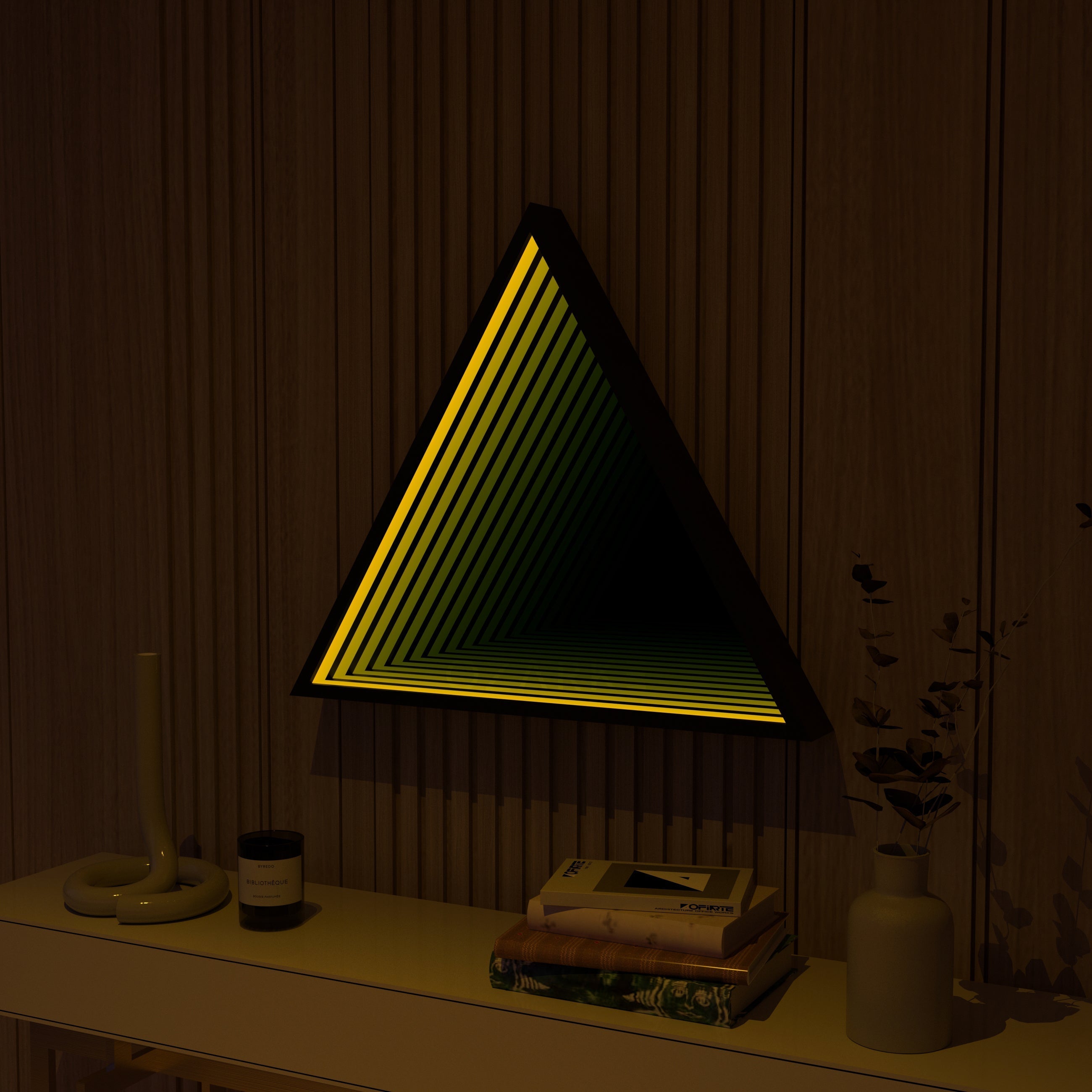 Triangle Infinity Mirror Wall Lamp | Wall Lamp | Led | glass/iron | 40W | 20V | Elegant Wall Illumination
