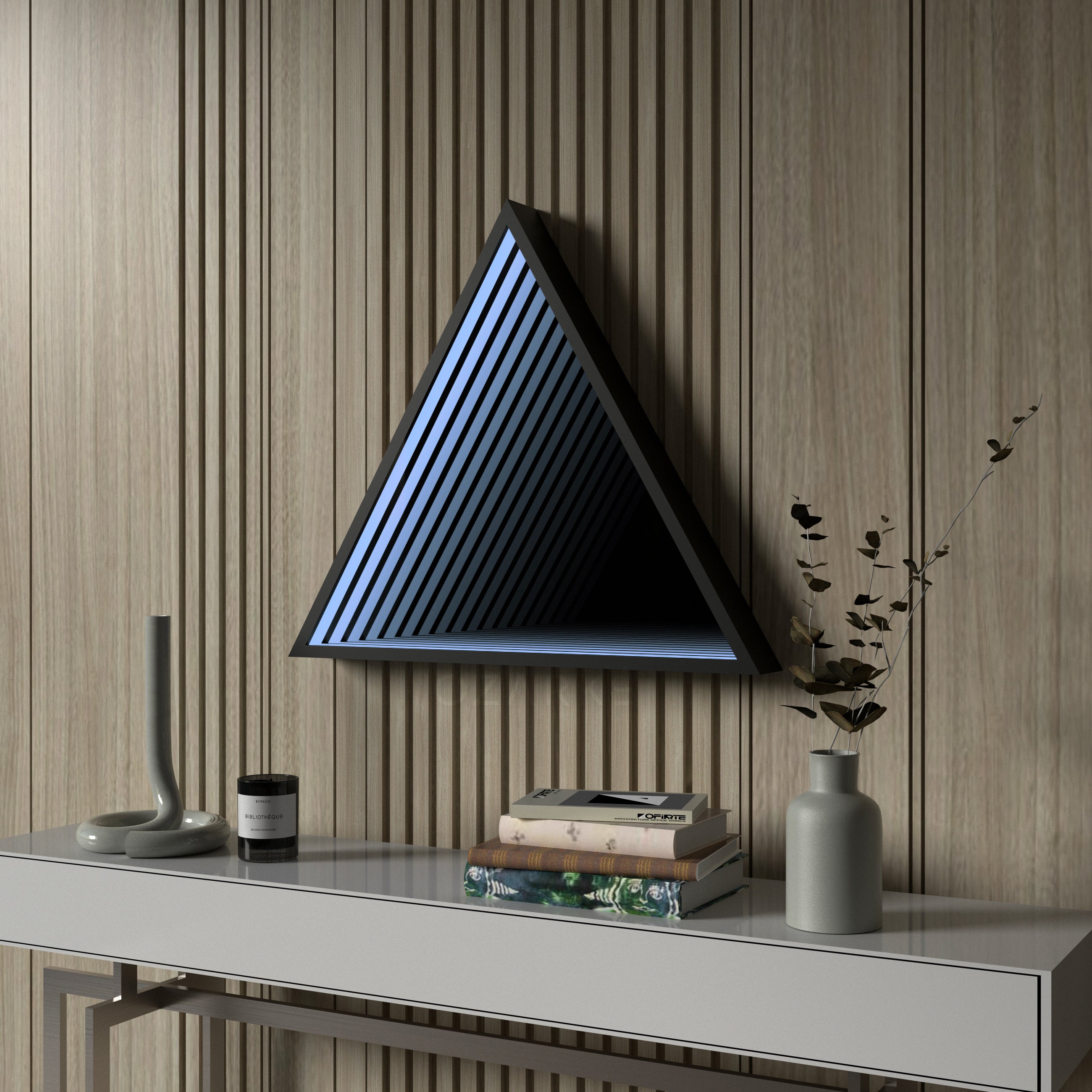 Triangle Infinity Mirror Wall Lamp | Wall Lamp | Led | glass/iron | 40W | 20V | Elegant Wall Illumination