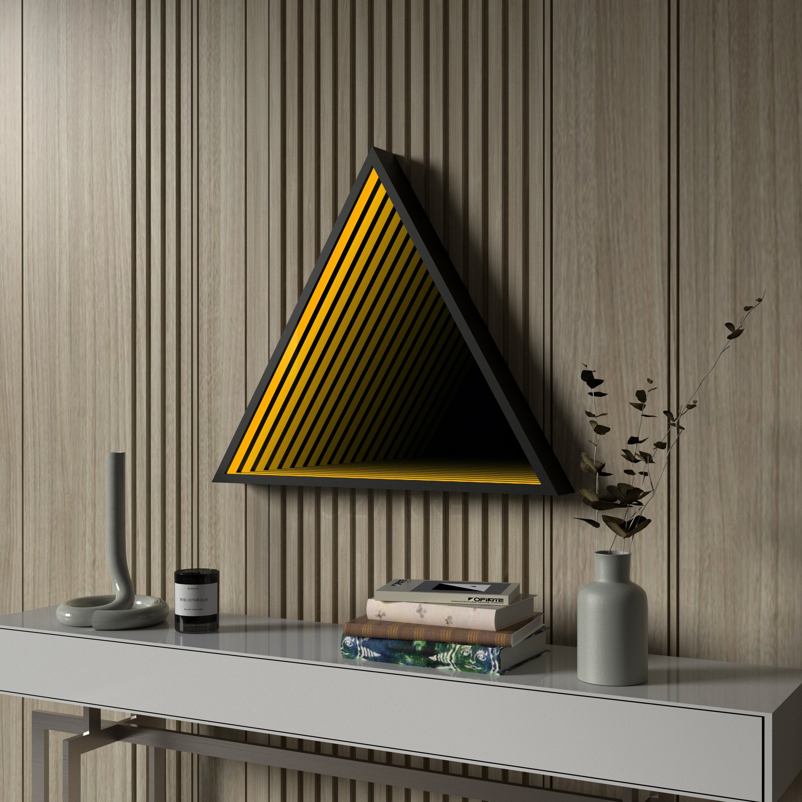 Triangle Infinity Mirror Wall Lamp | Wall Lamp | Led | glass/iron | 40W | 20V | Elegant Wall Illumination