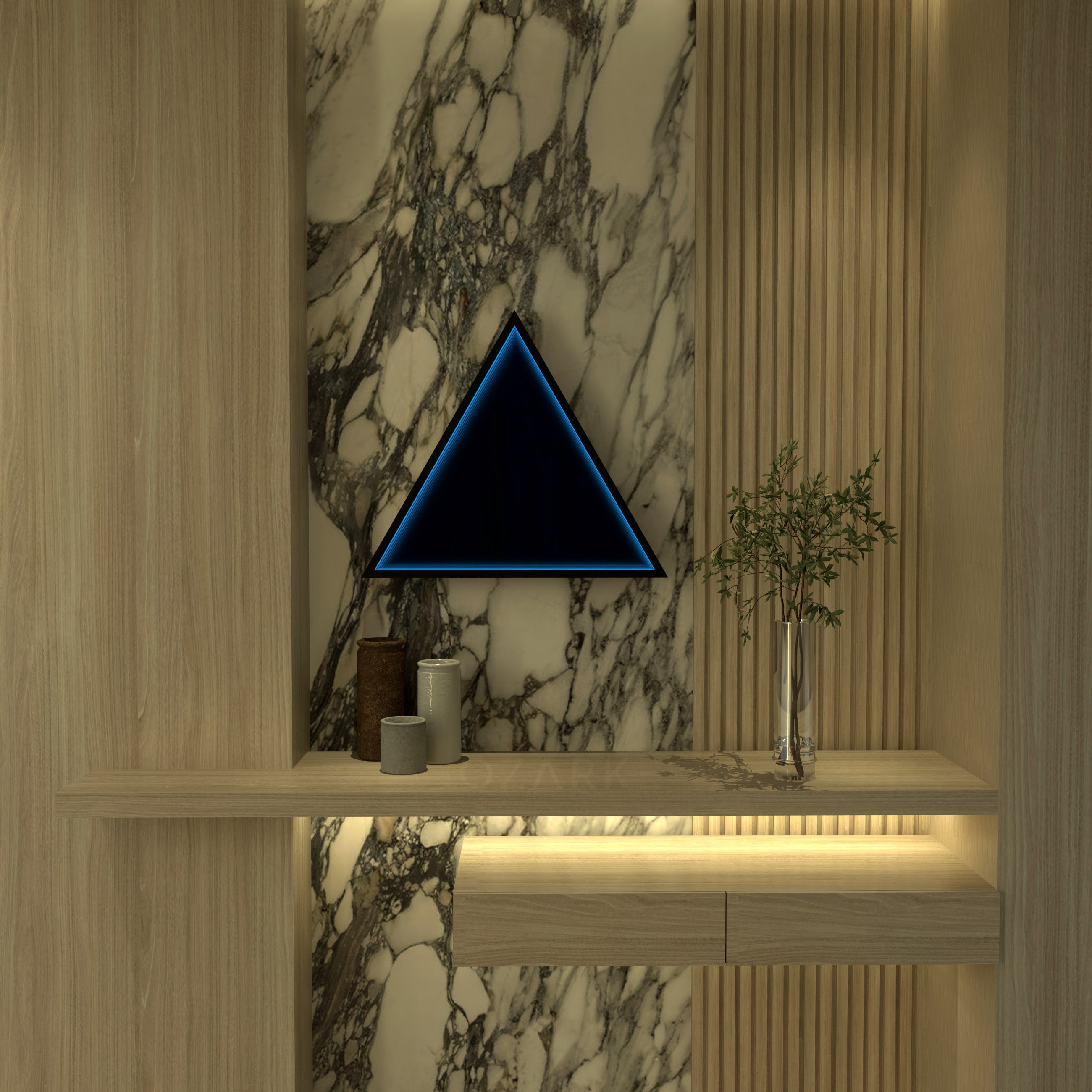 Triangle Infinity Mirror Wall Lamp | Wall Lamp | Led | glass/iron | 40W | 20V | Elegant Wall Illumination