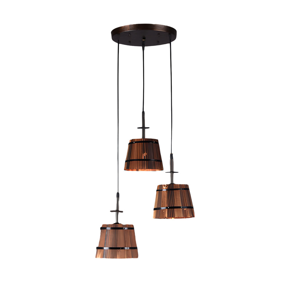 Light Rustic Wooden Bucket Shade | Lighting | Warm White | wood | 110V | Premium Lighting Solution