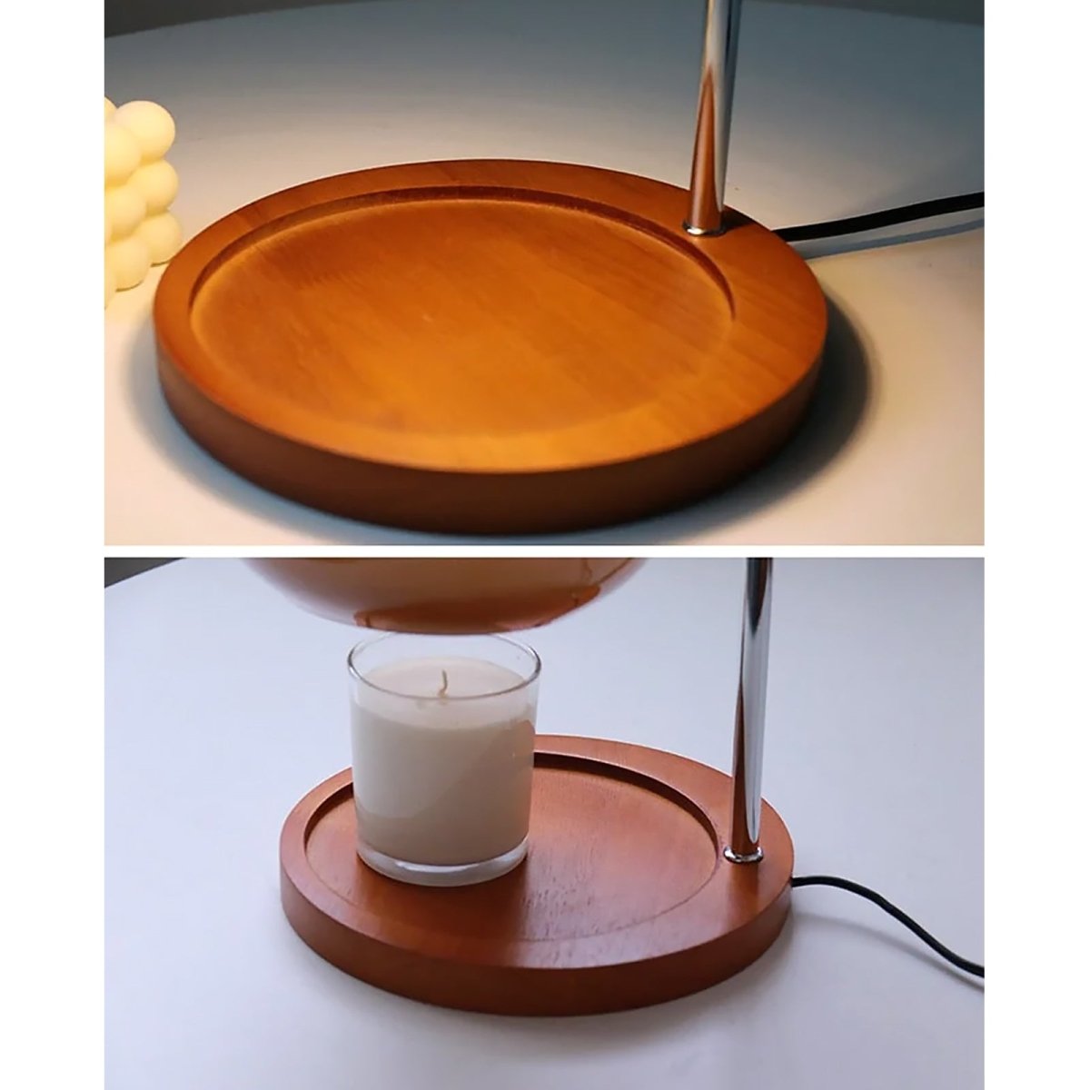 Luvoro Retro Glass Candle Warmer | Table Lamp | LED | Wood/Glass/metal | 10W | Sleek Table Accent