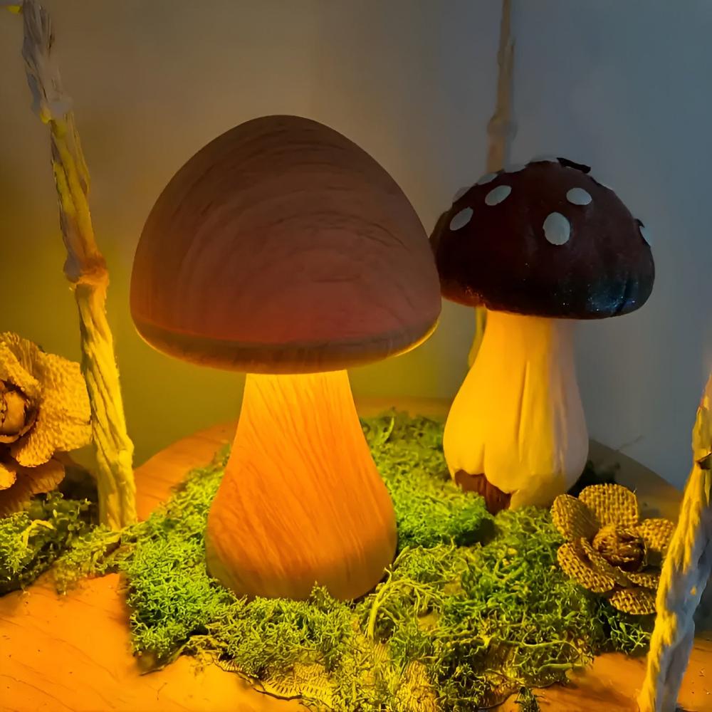 Shadrood Wooden Mushroom Lamp, Minimalist | Lighting | LED | plastic/Wood | 5W | Premium Lighting Solution