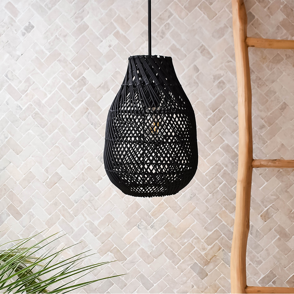 Classic Farmhouse Black Wicker Handwoven | Lighting | 60W | 110V-120V | Premium Lighting Solution