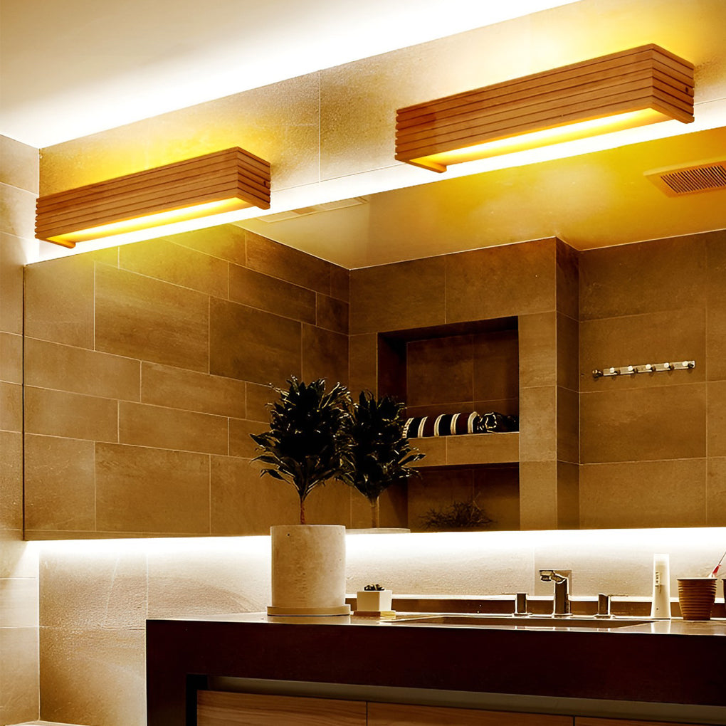 NordicLux Rectangular Waterproof Wall Lamp | Wall Lamp | Led | Warm White | wood | Elegant Wall Illumination