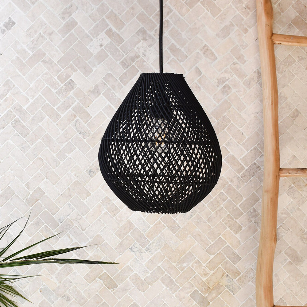 Boho Rattan Handwoven Black Hanging | Lighting | 40W | 110V-120V | Premium Lighting Solution