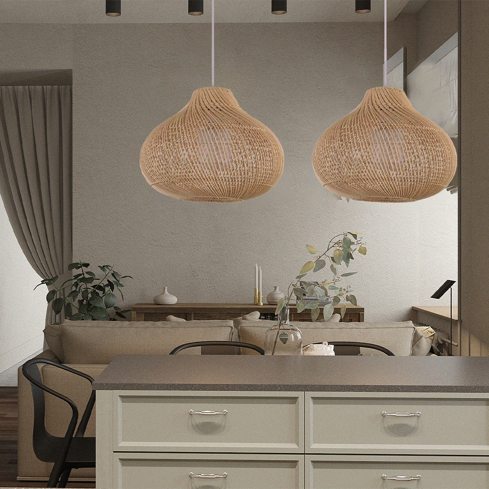 Boho Natural Handmade Island Hanging | Lighting | wood | 110-120V | Premium Lighting Solution